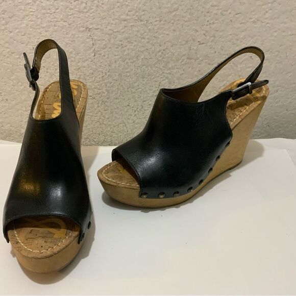 Sam Edelman Camilla Wedge Black Sandals size 10 - Picture 5 of 10